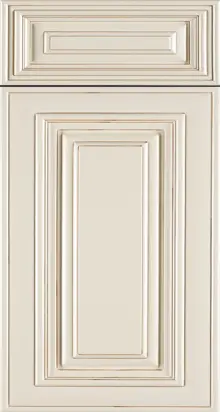Charleston White (CW) sample door, raised panel with applied detail