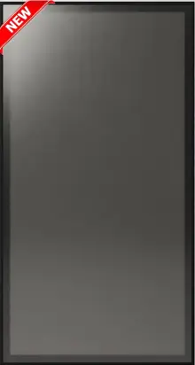 Midnight Glass (MG) sample door, dark reflective glass, black edge