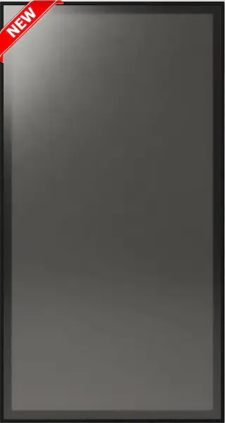 Midnight Glass (MG) sample door, dark reflective glass, black edge