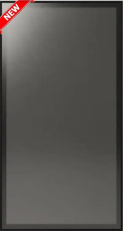 Midnight Glass (MG) sample door, dark reflective glass, black edge