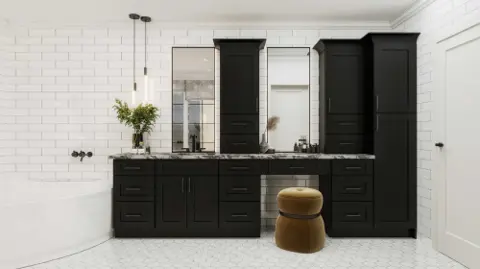 Wide black double vanity cabinet inspiration