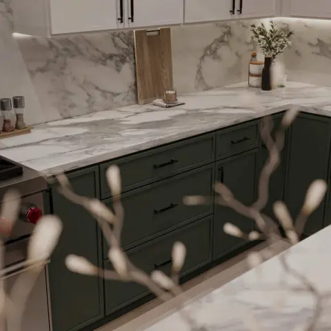 Green vanity with marble top cabinet inspiration