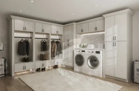 White wardrobe and laundry room cabinet inspiration