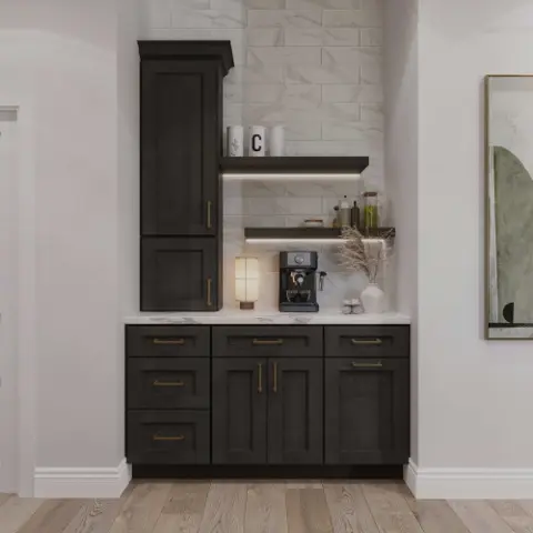 Dark beverage nook cabinet inspiration