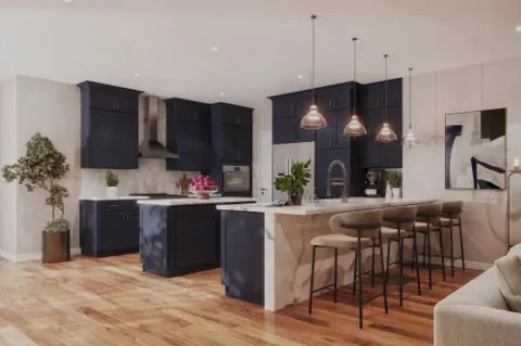 Blue kitchen and island cabinet inspiration