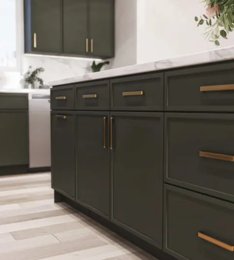 Dark green cabinet and island detail cabinet inspiration