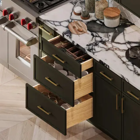 Green drawers with storage inserts cabinet inspiration
