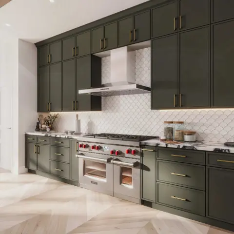 Green range wall cabinet inspiration